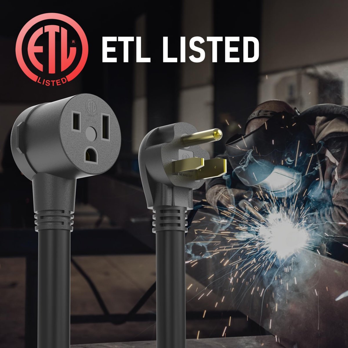 15ft Welder Extension Cord 8 Awg 250 Volt Power Nema 6-50p To 6-50r For Welding Machines 40a 3 Conductor Heavy Duty Water