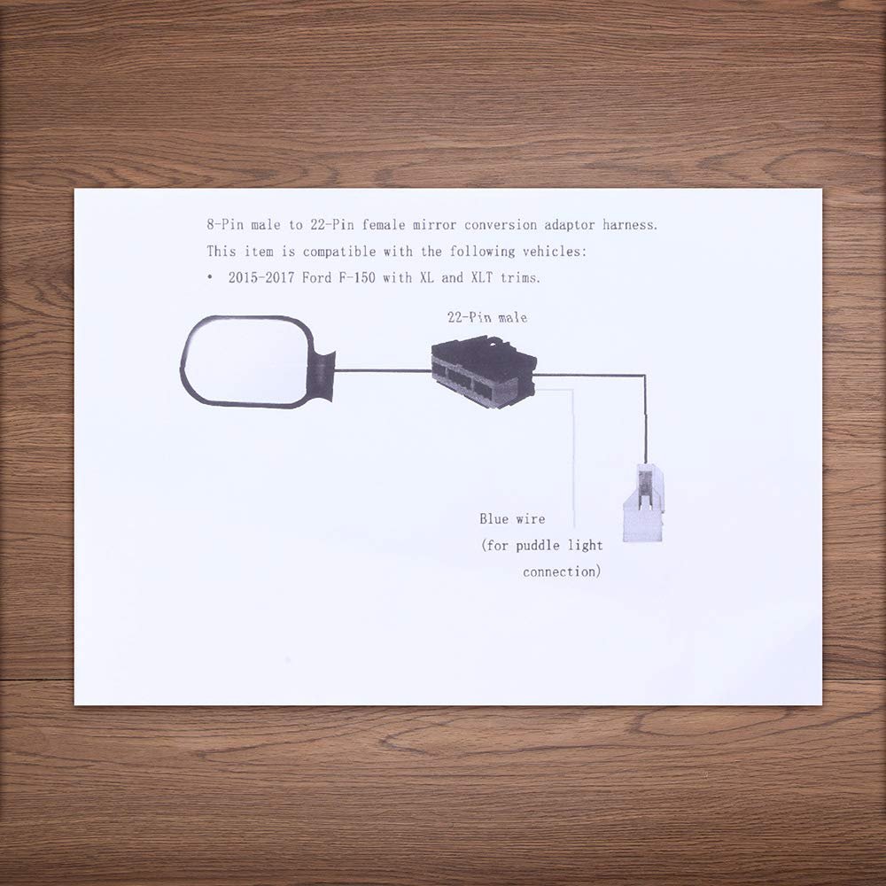 Towing Mirror Conversion Wiring Harness Connector Adapter 8 Pin 22 For F150 2004 To 2017 Adjustable Silver Door Mount Accessory