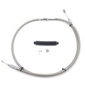 Stainless Braided Clutch Cable For 87-06 Twin Cam Evolution 5 Speed Transmission Chrome Finish Original Size 62 6875 In Total 