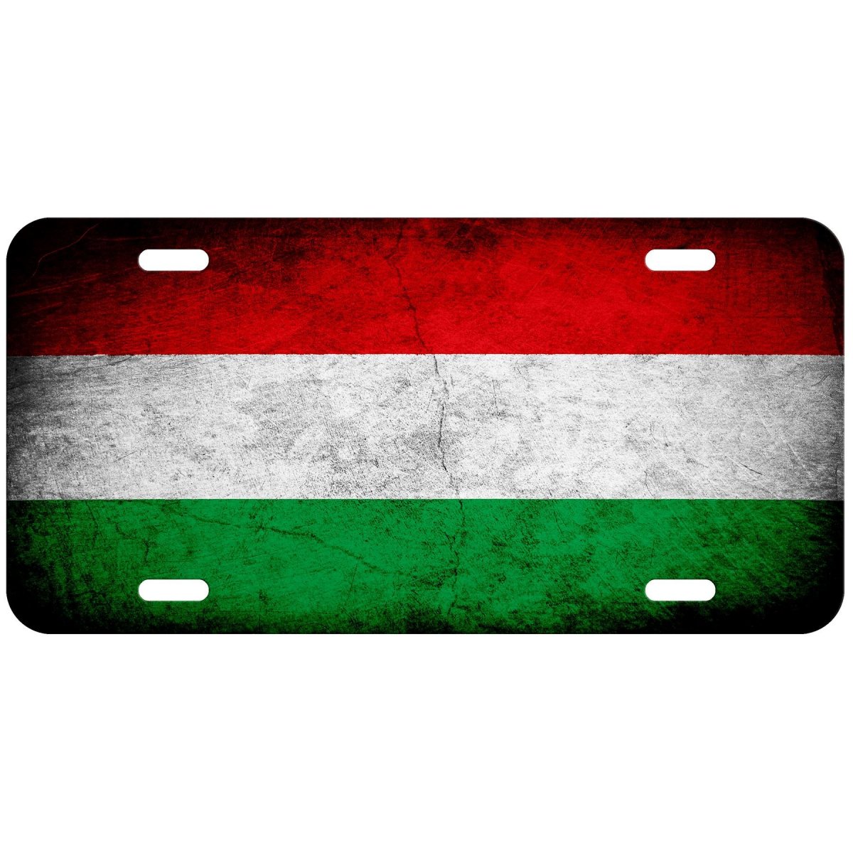Aluminum License Plate Flag Of Hungary Hungarian Rustic