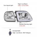 G-plus Lightning Style Headlights Corner Parking Lights Kit Set Led Drl Strip Compatible With 1997-2002 Ford Expedition
