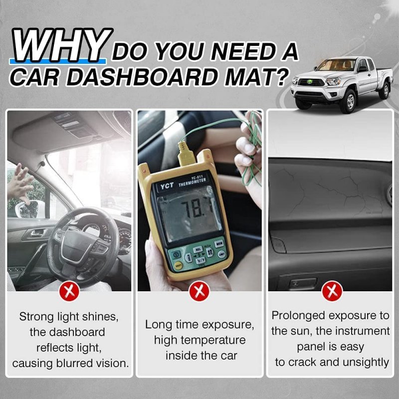 Cartist Custom Fit For Dash Cover Toyota Tacoma 2005-2015 Dashboard Mat Non-slip Pad Carpet Sunshield Protector