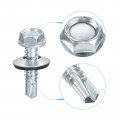 Uxcell 14 X 1 Self Drilling Screws With Rubber Washer 50pcs Zinc Plated Steel Roofing Hex Head Tapping Epdm For Metal To