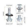 Uxcell 14 X 1 Self Drilling Screws With Rubber Washer 50pcs Zinc Plated Steel Roofing Hex Head Tapping Epdm For Metal To