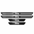 Ipick Image Compatible With Jeep Black Real Carbon Fiber 4 Pcs Universal Car Door Sill Step Protector Kick Plates Set Of