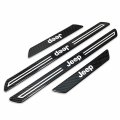 Ipick Image Compatible With Jeep Black Real Carbon Fiber 4 Pcs Universal Car Door Sill Step Protector Kick Plates Set Of