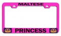 Maltese Princess Girly Steel License Plate Frame Heavy Duty Metal Tag Holder For Cars Trucks And Suvs Universal Fit 12 5 X 6 In 