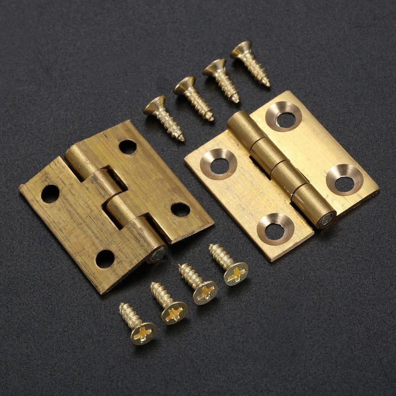 Dophee 4pcs Pure Brass Mini Hinges Folding Butt For Drawer Cabinet Cupboard Door Jewelry Box Wooden Case Furniture 1 Inch