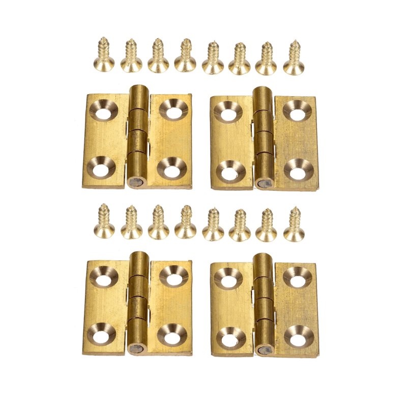 Dophee 4pcs Pure Brass Mini Hinges Folding Butt For Drawer Cabinet Cupboard Door Jewelry Box Wooden Case Furniture 1 Inch