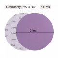 Uxcell 10pcs 6-inch Purple Sanding Discs 2500 Grits Hook And Loop Professional Aluminum Oxide Sand Paper Wet Dry Polish For