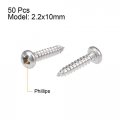 Uxcell 2 2x10mm Self Tapping Screws Phillips Pan Head Screw 316 Stainless Steel Fasteners Bolts 50pcs