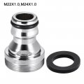 Uxcell Garden Hose Quick Connect Nickel-plated Water Fitting Connectors M22x1 Female M24x1 Male Threaded Adapter