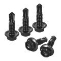 Uxcell 12 X 3 4 Hex Washer Head Self Drilling Screws 30pcs 410 Stainless Steel Sheet Metal Tapping For Wood Black 