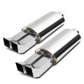 Auto Dynasty Pack Of 2 Stainless Steel Oval Exhaust Muffler 3 Inches Inlet Slant Bent Dual Square Tip Chrome 