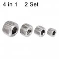 Uxcell Stainless Steel Internal Hex Pipe Plug Assortment 1 8npt 4npt 3 2pt Male Thread Socket Cap 4in1 2 Set