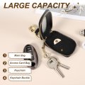 Car Key Fob Case Universal Holder Leather Keychain Pouch For Smart Remote Fobs With Lanyard And Zipper Closure Secure Storage