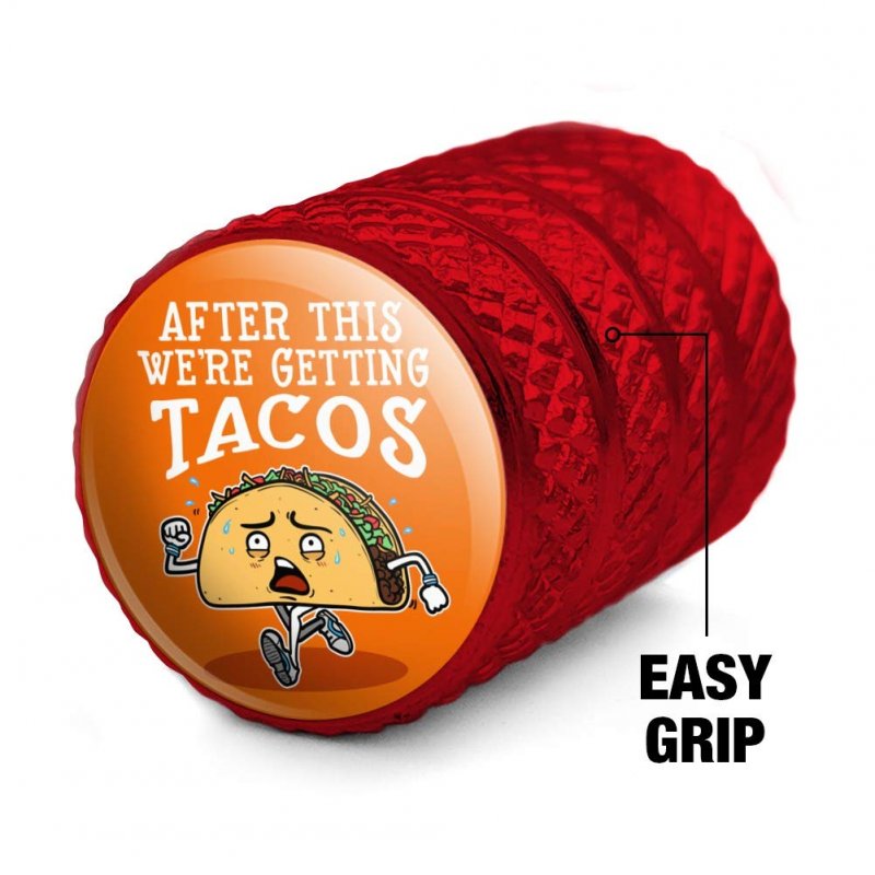 After This We Re Getting Tacos Running Runner Marathon Tire Rim Wheel Valve Stem Caps Red Aluminum Air Covers For Cars Trucks