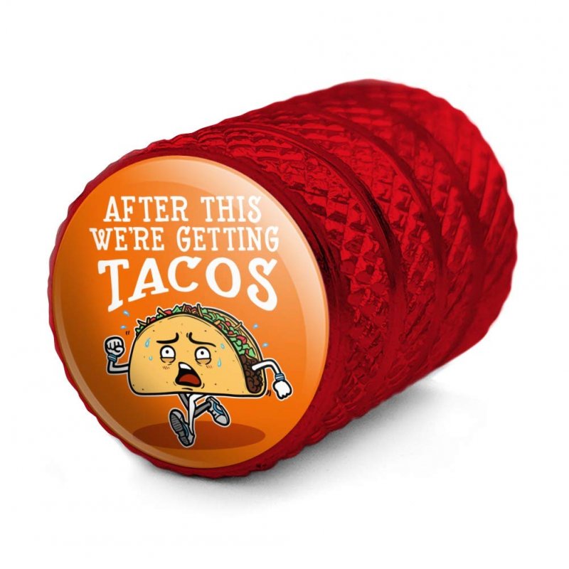 After This We Re Getting Tacos Running Runner Marathon Tire Rim Wheel Valve Stem Caps Red Aluminum Air Covers For Cars Trucks