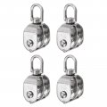 Uxcell 4pcs M15 Double Pulley Block Stainless Steel Swivel Rigging Lifting Wheel Fixed Crane Hanging Wire Towing Rope Cable