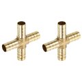 2pcs Brass 4 Way Pipe Fitting 10mm Cross Barb Union Adapter For Water Fuel Air Transport Connect Pipelines 