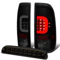 Pair Black Housing Smoked Lens 3d Led Bar Tail Lights Dual Row 3rd Brake Light Compatible With Ford Super Duty