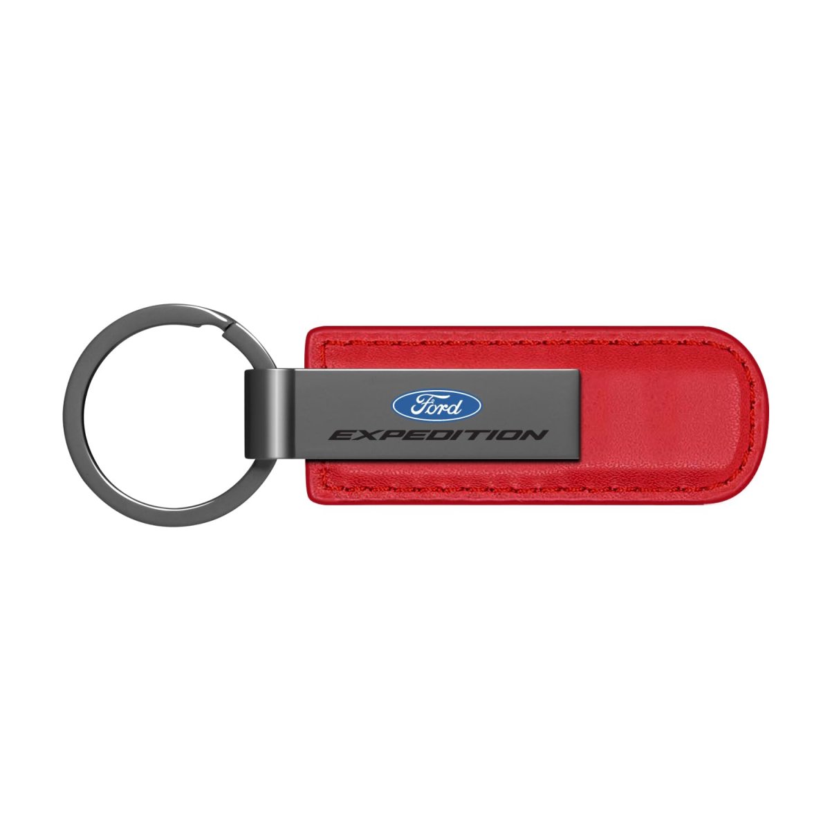 Ford Expedition Official Licensed Key Chain Red Pu Leather Strap With Gunmetal Gray Metal Bar 3 75 In X 1 Modern Style Model