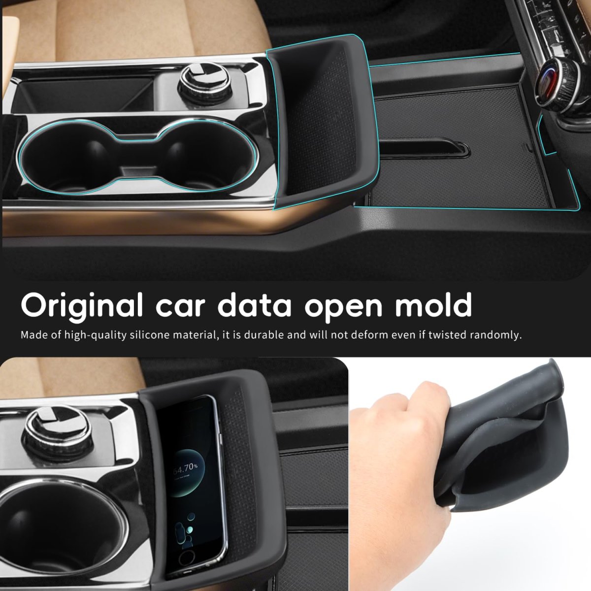 Center Console Organizer Tray And Cup Holder Insert For 2025 Chevy Equinox 3 Piece Silicone Car Mat Set Non Slip Washable