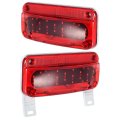 Partsam Rectangular Red Led Rv Camper Trailer Stop Turn Brake Tail Lights White License Plate Light 49 With Bracket Holder And