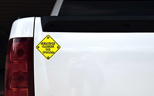 Stickertalk 5in X Yellow Service Canine On Board Sticker