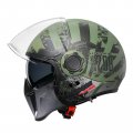 Triangle Open Face Motorcycle Helmet 3 4 Half For Men With Extra Clear Visor Cruiser Scooter Street Bike Dot Approved 