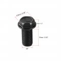Uxcell M7x16mm Hex Flange Bolts Left Hand Thread 8 Grade Carbon Steel Black 4pcs