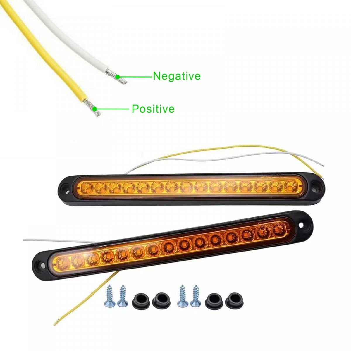 2 Pack 10 15 Led Trailer Tail Light Bar Third Brake Strip Stop Turn Lights Assembly Truck Rear Identification Waterproof For