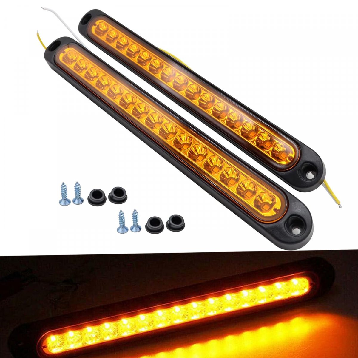 2 Pack 10 15 Led Trailer Tail Light Bar Third Brake Strip Stop Turn Lights Assembly Truck Rear Identification Waterproof For