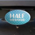 Half Mermaid With Blue Scales Oval Tow Trailer Hitch Cover Plug Insert