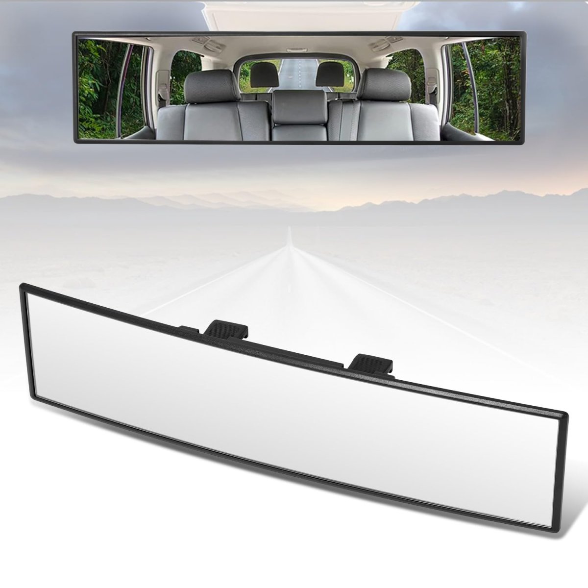 Auto Dynasty Clip On Wide Angle Rear View Mirror 11 8 Universal Interior Panoramic Rearview For Cars Trucks Suvs Convex
