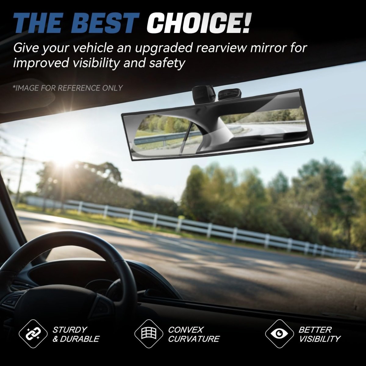 Auto Dynasty Clip On Wide Angle Rear View Mirror 11 8 Universal Interior Panoramic Rearview For Cars Trucks Suvs Convex