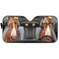 Funny Horse Driver Auto Windshield Sunshade Blocks Farm Pet Universal Sunshield For Foldable Couple Animal Sun Shade Protector