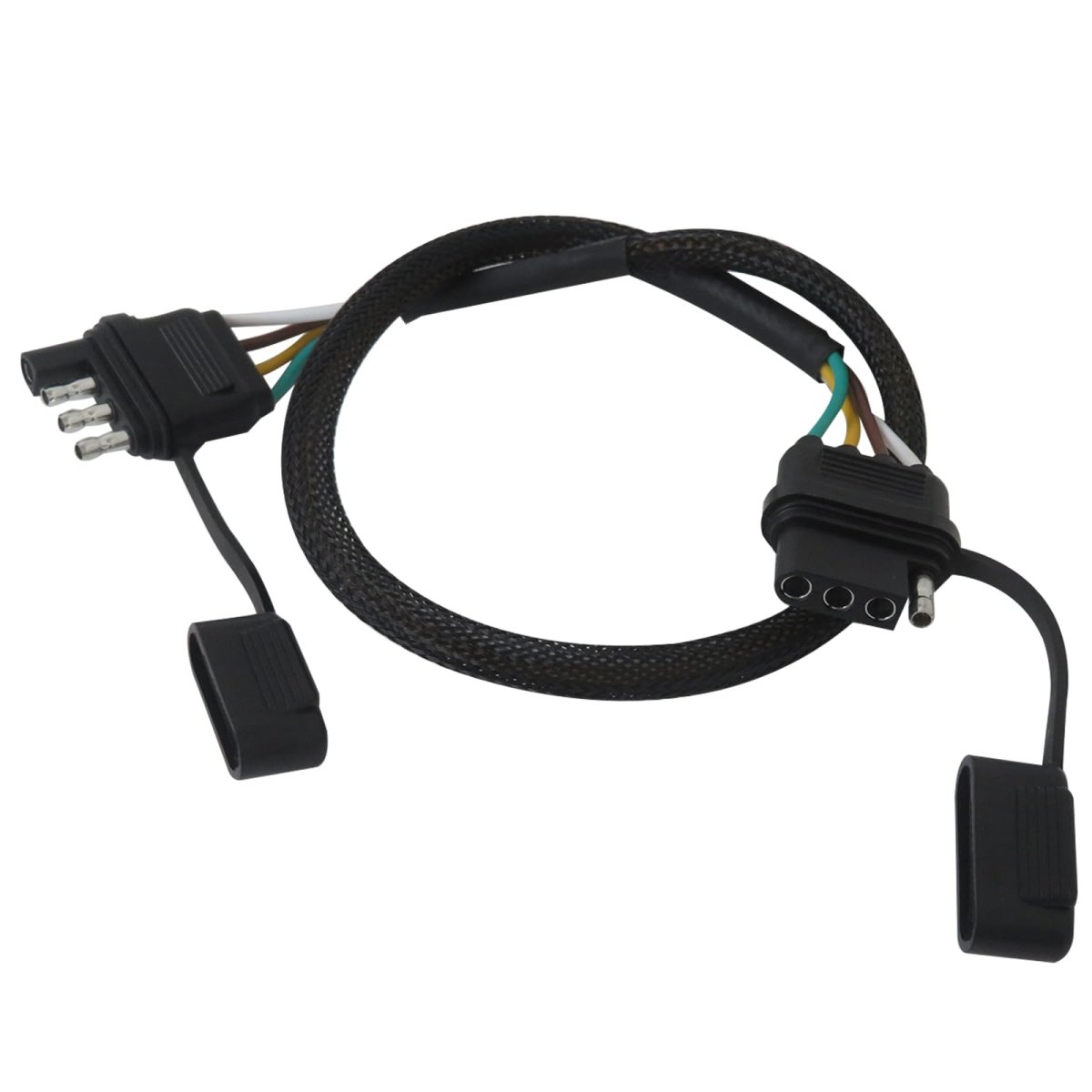 16 Awg 4 Pin Flat Trailer Light Wiring Extension Vehicle-side And-side Trailer Wire Harness With Rubber Dust Cover