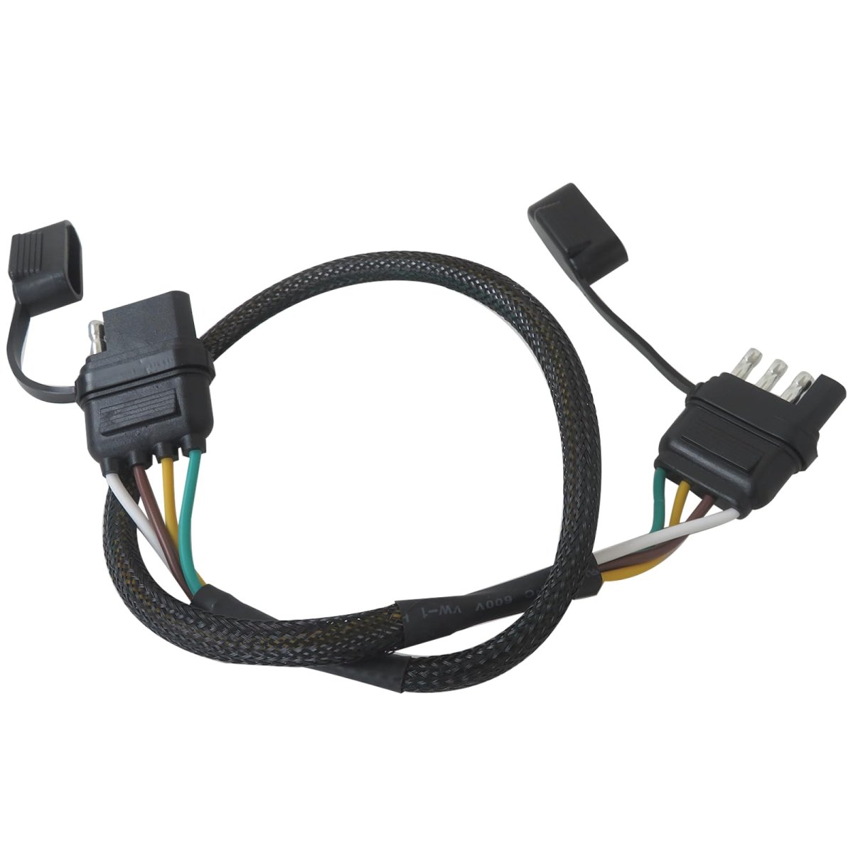 16 Awg 4 Pin Flat Trailer Light Wiring Extension Vehicle-side And-side Trailer Wire Harness With Rubber Dust Cover