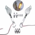 Custom Chromed Flame Shape Led Turn Signal Integrate Mirrors For All Kawasaki Suzuki Cruiser Bikes B01bi80q6u