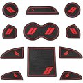 11 Piece Interior Accessories Liner Inserts For Dodge Challenger 2015 2016 2017 2018 2019 2020 Red Rubber Cup Holder Door And 