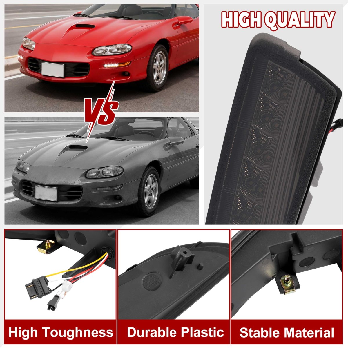 Hecasa Pair Turn Signal Lights For 1993-2002 Chevy Chevrolet Camaro Front Bumper Lamp Plastic Pc Abs Driver Passenger Side