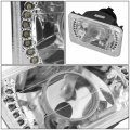 2pcs 4x6 Inch Glass Lens Bult-in Led Chrome Housing Projector Headlight Lamps