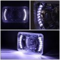 2pcs 4x6 Inch Glass Lens Bult-in Led Chrome Housing Projector Headlight Lamps