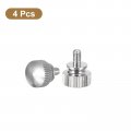 Uxcell M3x5mm Knurled Thumb Screws 4pcs Brass Bolts With Shoulder Grip Knobs Fasteners Silver Tone