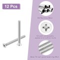 12 Pcs 1 4 Inches-20x2-1 2 Inches Machine Screw Phillips Pan Cross Head Fasteners Bolts 304 Stainless Steel Silver For Wall