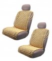 Vaygway Beaded Seat Cushion Car Driver Cover With Durable Double Strung Natural Wood Beads- 2 Pc Cooling Comfort Ventilated 