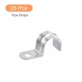 Uxcell 25pcs 1 Inch Emt Pipe Straps One Hole Zinc Plated Steel Clamp Reinforced Rib For Conduit And Fixing
