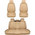 Universal Fit Car Seat Covers 5 Piece Set Tan Pu Leather And Sponge Pads For Gmc Ford Nissan Chevrolet Toyota Front Rear Full 