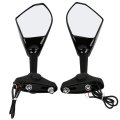 Tcmt Rearview Side Mirrors Blue Led Turn Signal Fits For Honda Cbr600 F4i 2001-2007 Kawasaki Zx6r Zx636 98-06 Zx10r 04-07